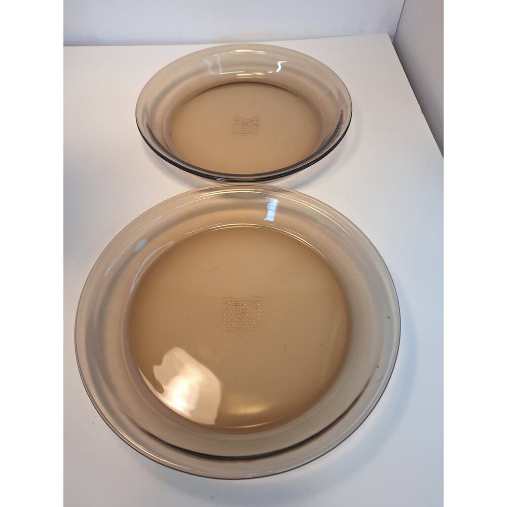 Two Vintage 1970's PYREX Amber Pie Plates. 10"